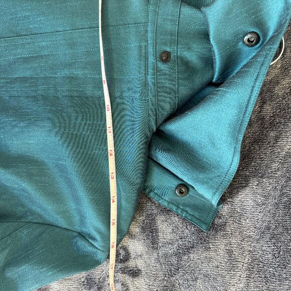 Vintage Dark Teal Trench Coat with Bubble Hem - Picture 14 of 14